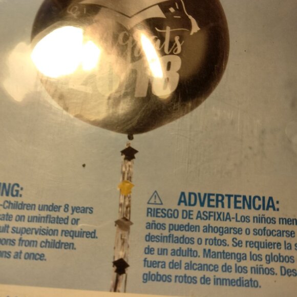 Graduation Balloon Tassel Black Silver 36 in Streamers Open house - Picture 8 of 9